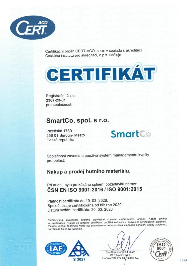 Certifikát ISO 9001 (03/2026)
